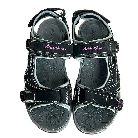 Eddie Bauer Water Shoes Womens 7 Black Gray Sandals Madrona Waterproof - Picture 6 of 11